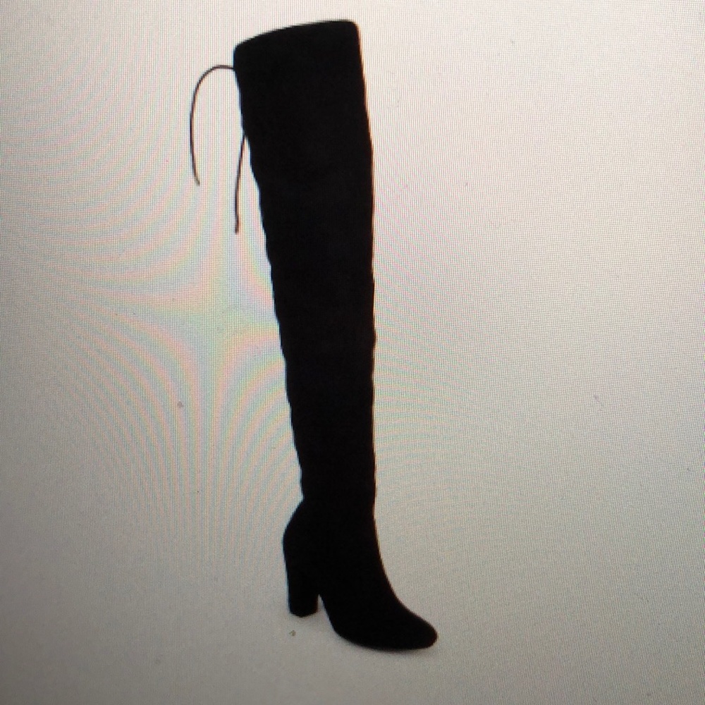 Thigh high black suede boot heel boots NEVER WORN